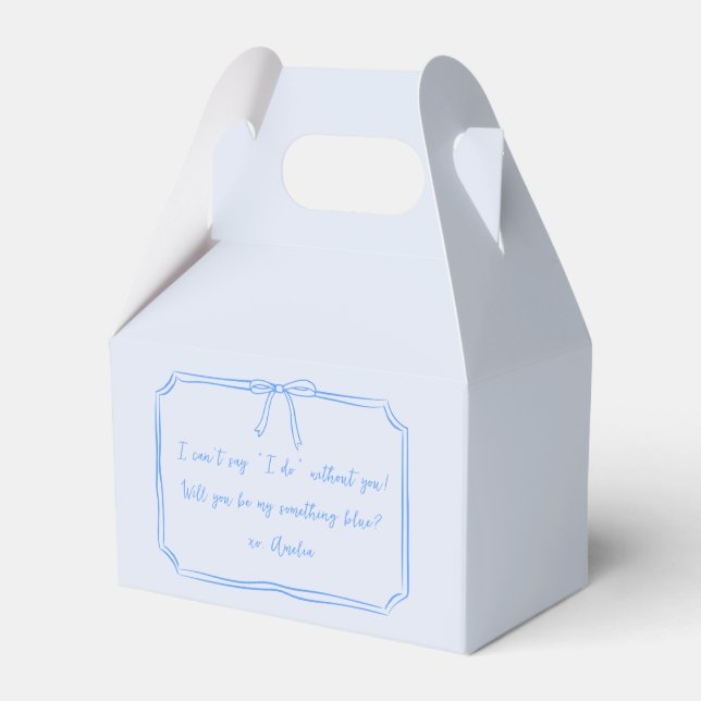 Be my something blue? Bow Bridesmaid Proposal  Favor Box (Front Side)