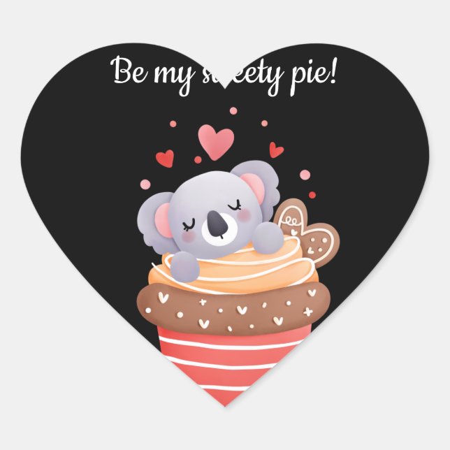 Be my sweety pie koala invitation heart sticker (Front)