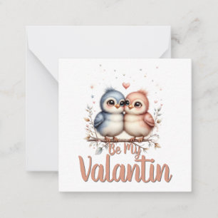 Be My Valentin – Cute Love Birds Valentine Art Card
