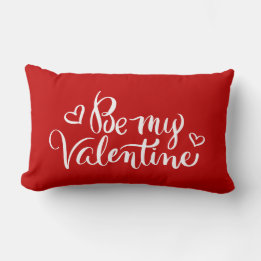 Be My Valentine Brush Calligraphy Lumbar Pillow
