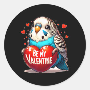 Be My Valentine Budgie Heart  Classic Round Sticker