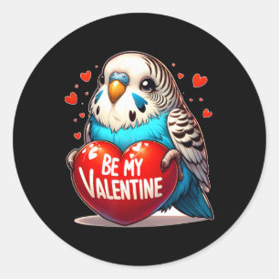 Be My Valentine Budgie Heart  Classic Round Sticker
