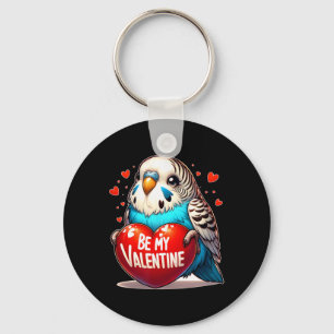 Be My Valentine Budgie Heart  Keychain