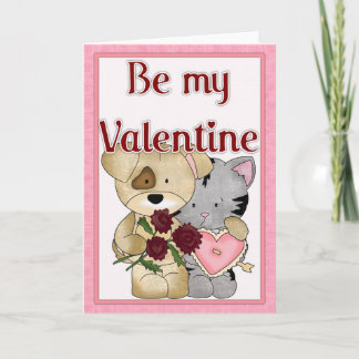 Be My Valentine Cat & Dog Greeting Card d3