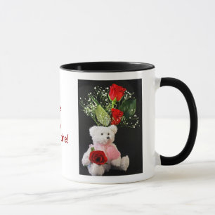 Be My Valentine Coffee Cup with Bear and Roses