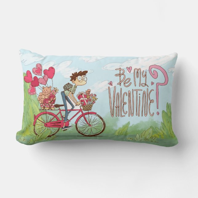 Be My Valentine - Crazy Boy in love Lumbar Pillow (Front)