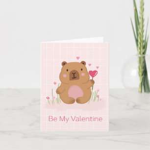 Be My Valentine Cute Capybara Valentine’s Day  Card