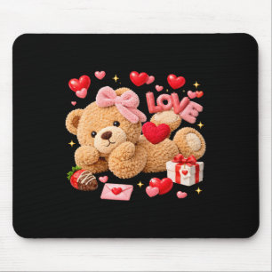 Be My Valentine Cute Crochet Yarn Bear Love _1  Mouse Pad