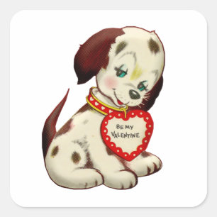 Be My Valentine Cute Dog For Her I Love You crush Square Sticker