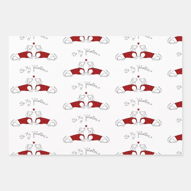 Be My Valentine Dachshund Wrapping Paper (Front)