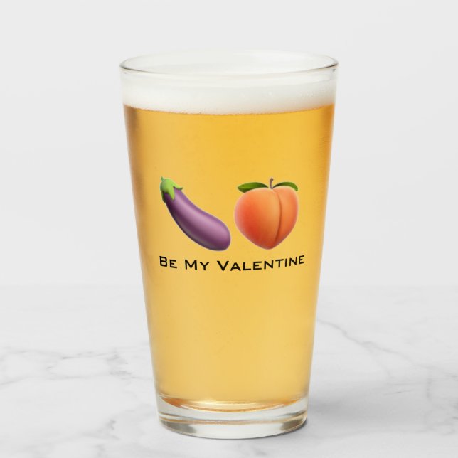 Be My Valentine eggplant peach boyfriend husband Glass (Front Filled)