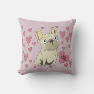 Be my Valentine, French Bulldog Throw Pillow
