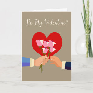 Be My Valentine Gay Themed Roses And Heart Holiday Card