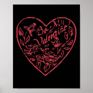 Be My Valentine Gift For Her Retro Vintage Heart R Poster