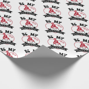 Be My Valentine Gnome with Hearts Wrapping Paper