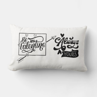 "Be My Valentine: Hand-Drawn Black and White Love  Lumbar Pillow