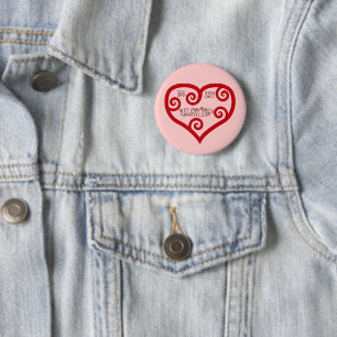 Be My Valentine Heart 2 Inch Round Button