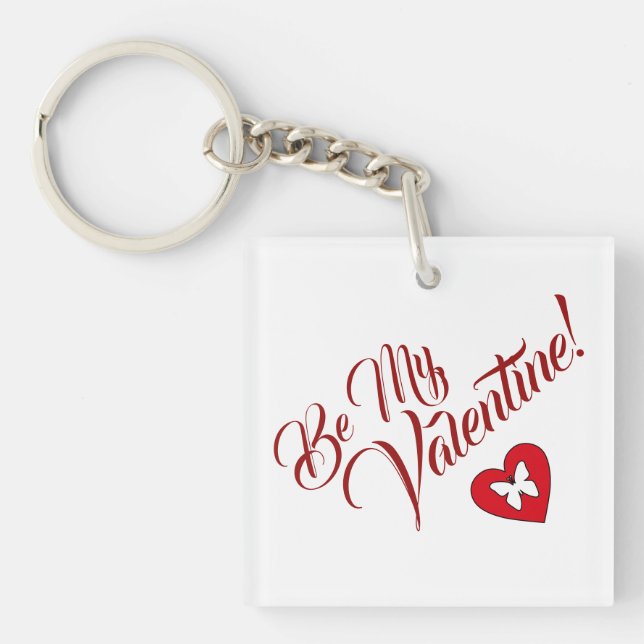 Be My Valentine Heart and Butterfly Keychain (Front)