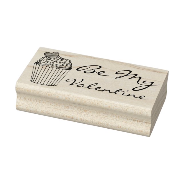 Be My Valentine Heart Cupcake Valentine's Day Rubber Stamp (Stamp)