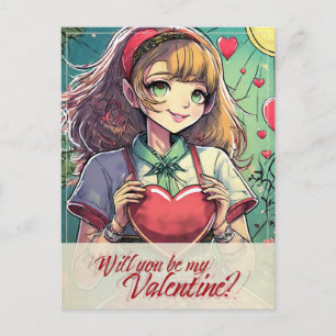 Be My Valentine in Manga Style 33419 Holiday Postcard