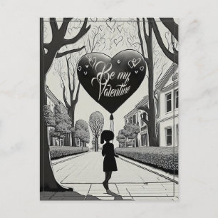 Be My Valentine in Manga Style Monochrome 1617 Holiday Postcard