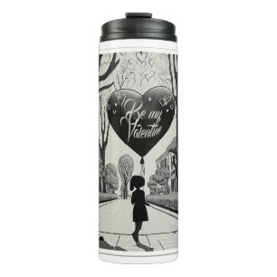 Be My Valentine in Manga Style Monochrome 1617 Thermal Tumbler
