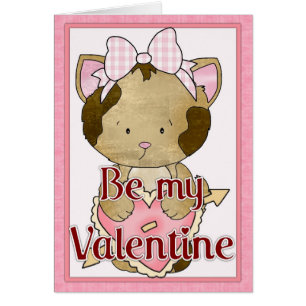 Be My Valentine Kitty Cat Grey Card d1