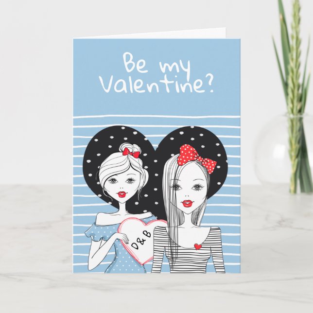 Be My Valentine Lesbian Themed Holiday Card (Front)