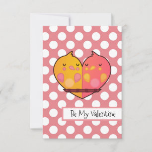 Be My Valentine Love Birds Flat Valentine Card