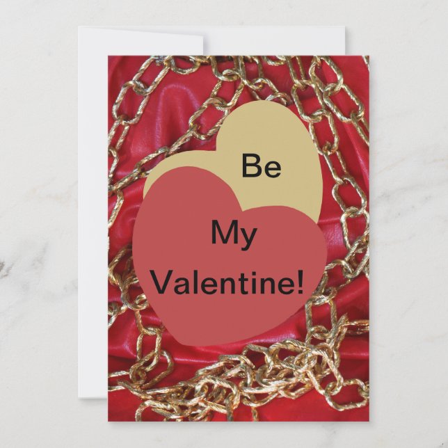 Be My Valentine Love Hearts gold & red valentine  Card (Front)