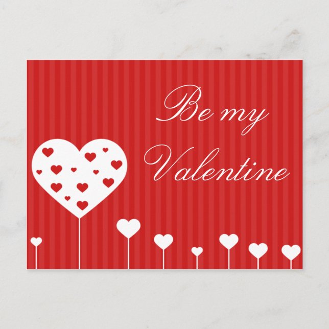 Be my Valentine Lovely Red White Hearts Holiday Po (Front)