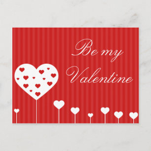 Be my Valentine Lovely Red White Hearts Holiday Po Postcard