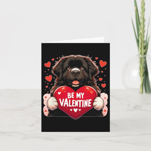 Be My Valentine Newfie Dog Heart  Card (Front)