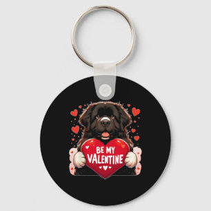 Be My Valentine Newfie Dog Heart Keychain