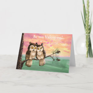 Be my valentine owls holiday card