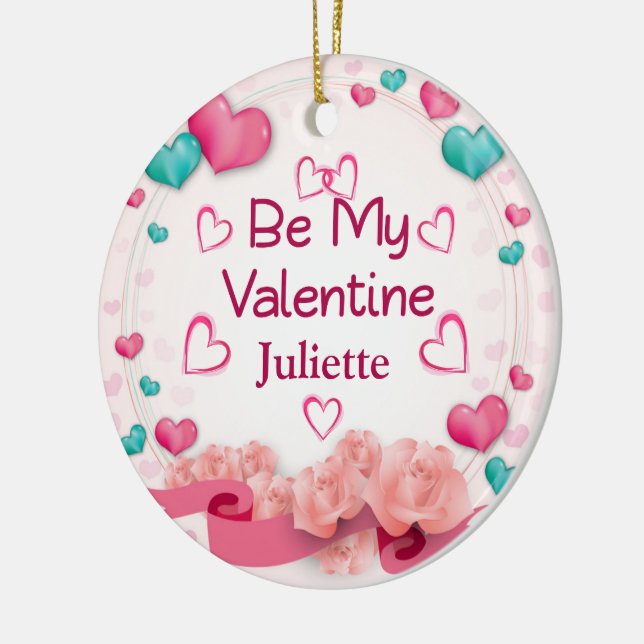 Be My Valentine Personalized Ceramic Ornament (Left)