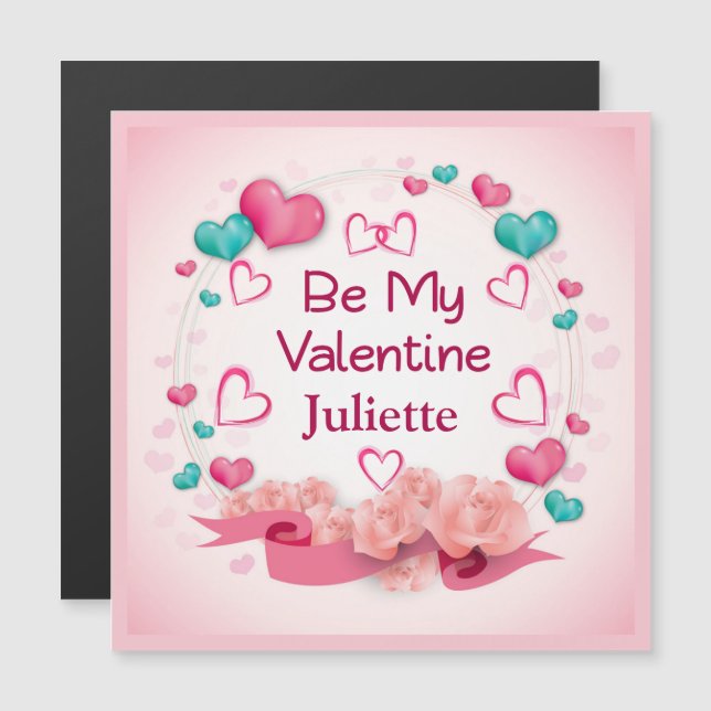 Be My Valentine Personalized Magnetic Card (Front/Back)