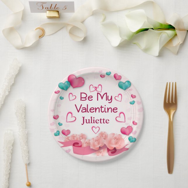 Be My Valentine Personalized Paper Plates (Wedding)