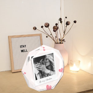 Be My Valentine   personalized Photo   Red heart  Block