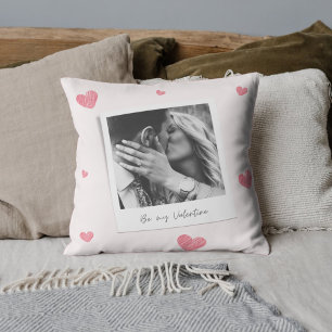 Be My Valentine   personalized Photo   Red heart  Throw Pillow