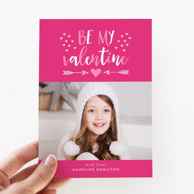 Be My Valentine Pink Valentine's Day Carte photo (Créateur téléchargé)
