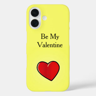 Be my valentine red heart on yellow iPhone 16 case
