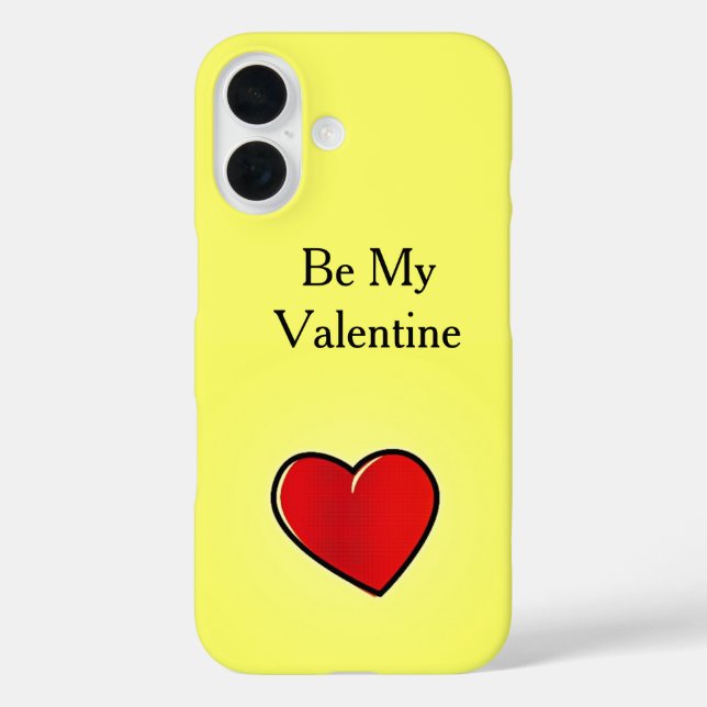 Be my valentine red heart on yellow Case-Mate iPhone case (Back)