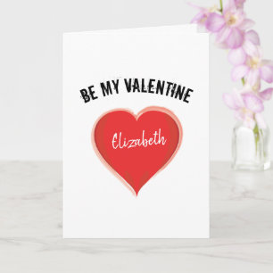 Be My Valentine Red Heart Personalized Coffee Card