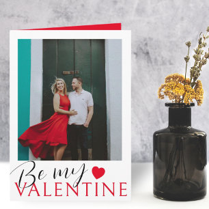 Be My Valentine Red Heart & Photo Card