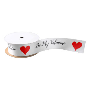 Be My Valentine Red Hearts 1.5 INCH Satin Ribbon
