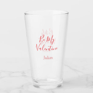 Be my valentine red name elegant love couple  glass