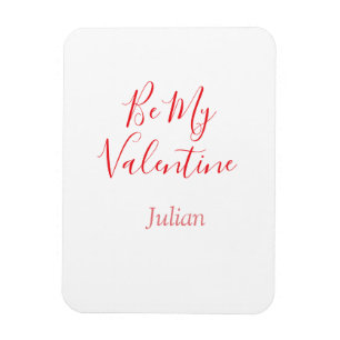 Be my valentine red name elegant love couple magnet