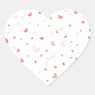 Be My Valentine Red Pink Gold Heart Party Sticker