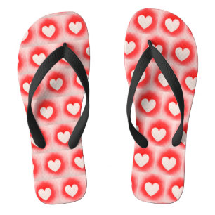 Be my Valentine red white heart note Flip Flops